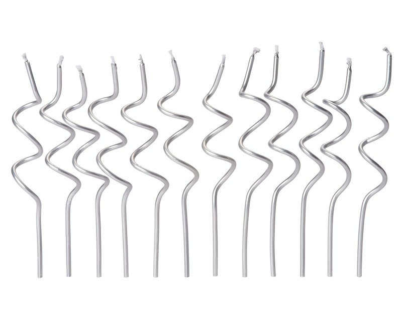 Papyrus Birthday Candles, Silver Swirl (12-Count) - Image 1